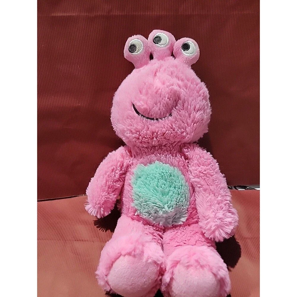 Carters Pink Alien Plush Three Eyes Monster Baby Lovey Nursery Blue‎ Belly 11”